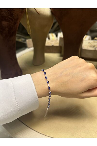 Golden Safir renkli 925 ayar gümüş bileklik