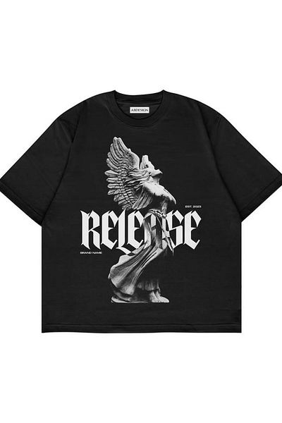 Gofeel Μαύρο μπλουζάκι Harajuku Reverse Legend Oversize Unisex