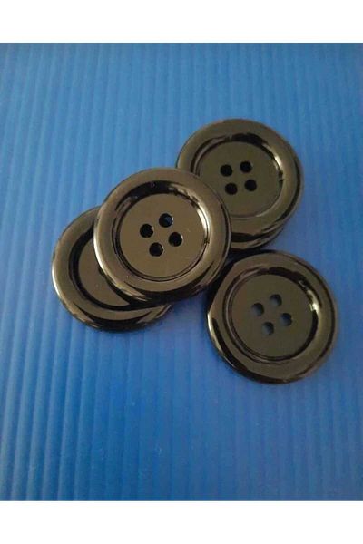Beyna 2 cm Black Polyester Button - 1 Pack of 10 Pieces