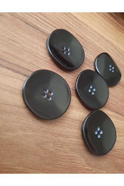 Beyna Κουμπί από πολυεστέρα μοντέλο Black Çank 4 cm - 1 πακέτο 6 τεμαχίων