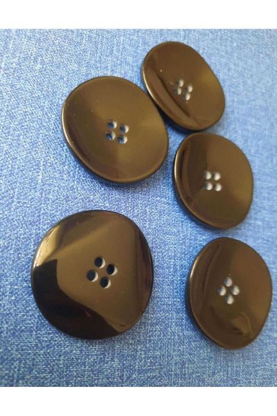 Beyna 4 cm Black Bowl Model Polyester Button - 1 Pack 6 Pieces