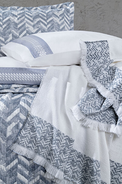 Yataş Elsie Double Fall Winter 8-Piece Dowry Set - Indigo