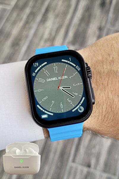 Daniel Klein Android/ios Uyumlu Arama Özellikli Mavi Renk Kordonlu Akıllı Kol Saati ve Bluetooth Kulaklık