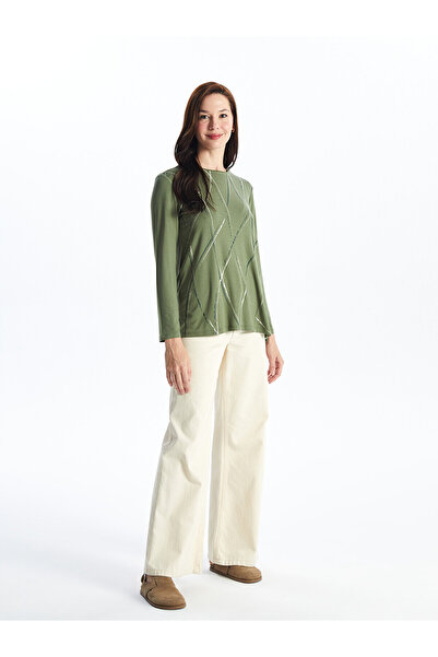 LC Waikiki Γυναικεία μπλούζα με μακρυμάνικη λαιμόκοψη