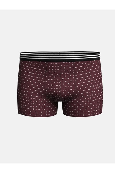 LC Waikiki Βουργουνδία εμπριμέ Standard Fit Βαμβακερά εύκαμπτα ανδρικά μποξεράκια 3 τεμαχίων