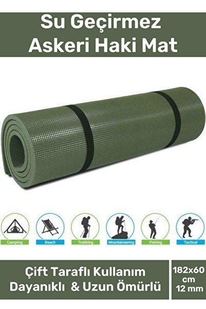 Carlburn Özel Su Geçirmez 182x60cm Hafif Pratik Dayanıklı Isı Yalıtım 12mm Kalınlık Köpük Askeri Haki Mat