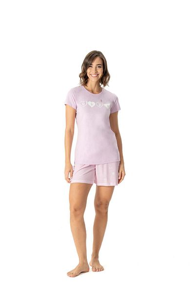 U.S. Polo Assn. U.S. Polo Assn.Set de pijama de vară pentru femei, tricou și pantaloni scurți, roz inimă CL.12.OV.8.E3