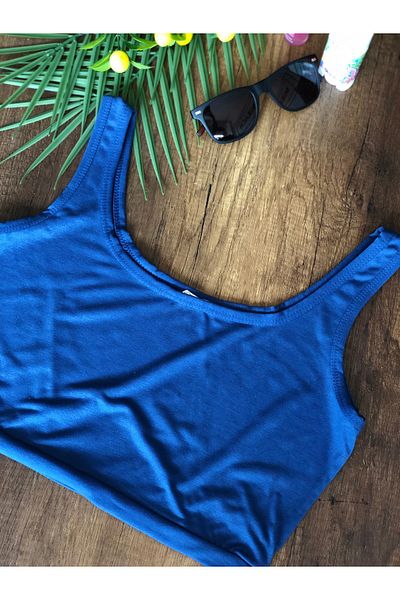 mirach Crop top albastru, subțire, anti-transpirație, 100% bumbac - Bustieră cu bretele groase