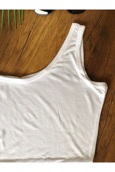 mirach White Crop Top - 100% βαμβακερό χτενισμένο βαμβάκι, χοντρό λουράκι, λεπτό σουτιέν με λαιμόκοψη χωρίς ιδρώτα