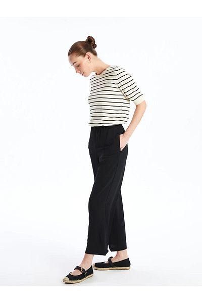 LC Waikiki LCWAIKIKI Classic - Pantaloni de damă cu tăietură morcov cu talie elastică