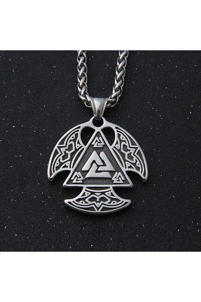Viking 316L Steel Necklace - Nordic Valknut Symbol Warrior