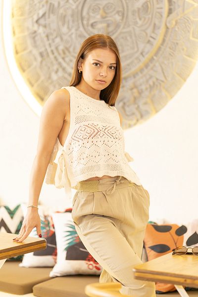 VerdeBlanco Knitted Crop - Side Tie