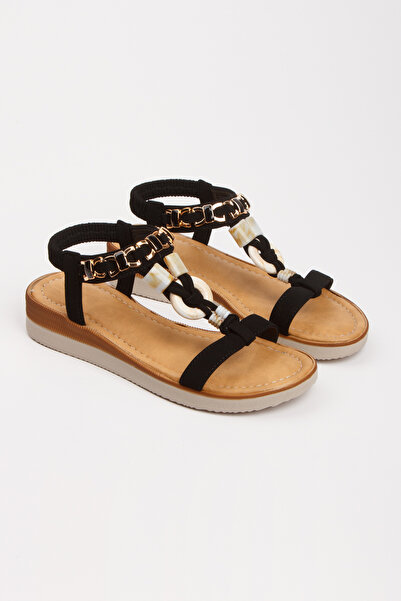 PASSAGE SHOES Women's Stone and Buckle Detailed Elastic Sandal 6275