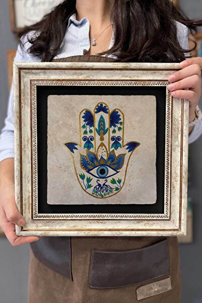 FİNS STONE DECOR Çerçeveli Tablo Taş Duvar Dekoru 30 X 30 Cm Fatma Ana Eli Öz...