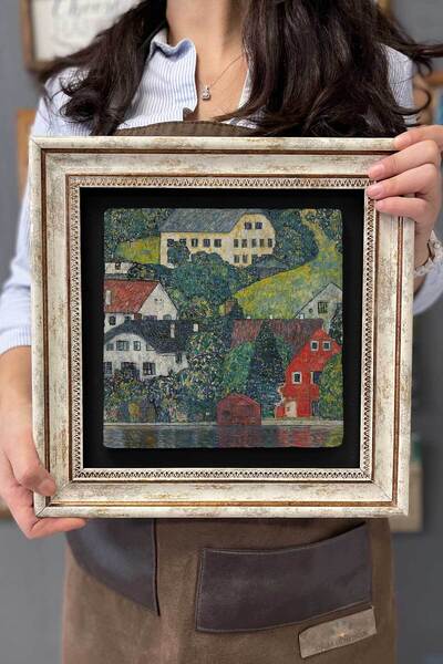 FİNS STONE DECOR Çerçeveli Tablo Taş Duvar Dekoru 30 X 30 Cm Gustav Klimt Tab...