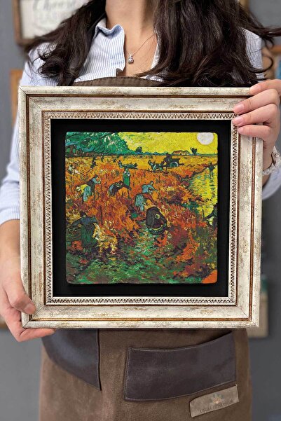 FİNS STONE DECOR Çerçeveli Tablo Taş Duvar Dekoru 30 X 30 Cm Van Gogh Tablosu