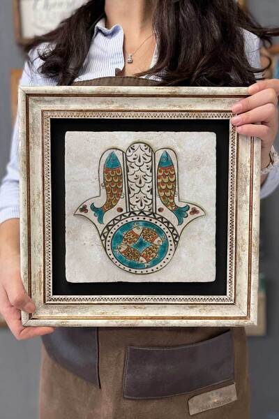 FİNS STONE DECOR Çerçeveli Tablo Taş Duvar Dekoru 30 X 30 Cm Fatma Ana Eli Ba...