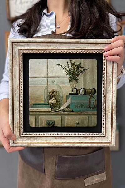FİNS STONE DECOR Çerçeveli Tablo Taş Duvar Dekoru 30 X 30 Cm Dekor Eskitme Tablo