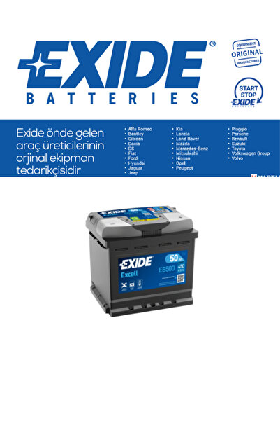EXIDE 50 AH AKÜ 450CCA DÜZ TIRNAKLI ( KARE)