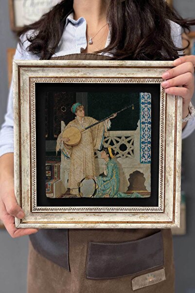 FİNS STONE DECOR Çerçeveli Tablo Taş Duvar Dekoru 30 X 30 Cm Osman Hamdi Çalg...