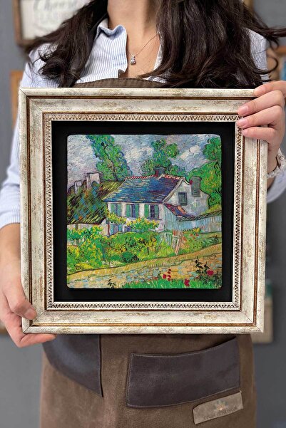 FİNS STONE DECOR Çerçeveli Tablo Taş Duvar Dekoru 30 X 30 Cm Van Gogh Tablosu
