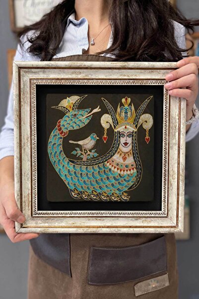 FİNS STONE DECOR Çerçeveli Tablo Taş Duvar Dekoru 30 X 30 Cm Şahmeran Tablosu