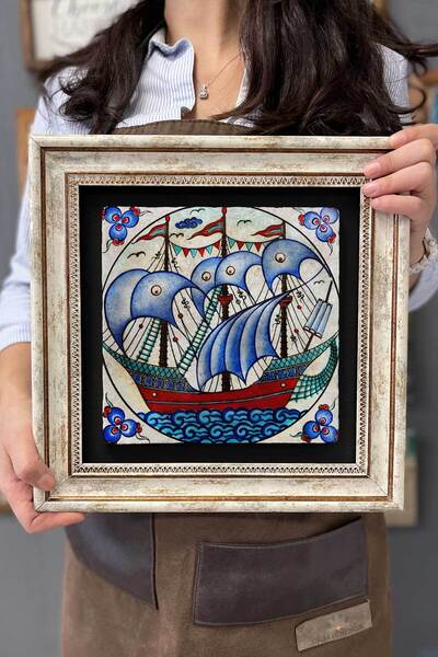 FİNS STONE DECOR Çerçeveli Tablo Taş Duvar Dekoru 30 X 30 Cm Çini Seramik Gem...