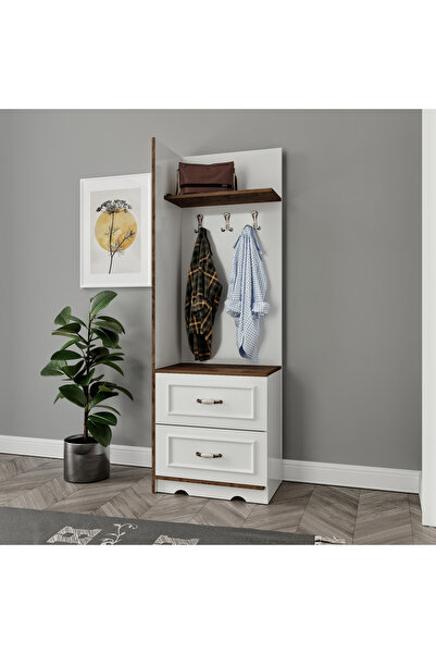 WENCE Kartopu 2 Çekmeceli 3 Askılı Country Vestiyer, Portmanto - Tamamı 1. Ka...