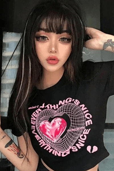 POPULUS Чорна кроп-футболка - Everything Nice