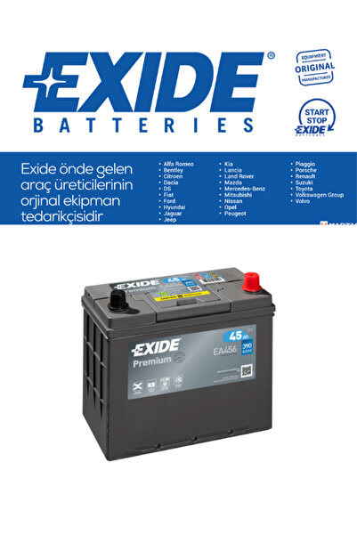 EXIDE 45 AH AKÜ PREMİUM 390CCA DÜZ TIRNAKLI ( JAPON&KOREAN) DAR HONDA CİVİC AKÜSÜ