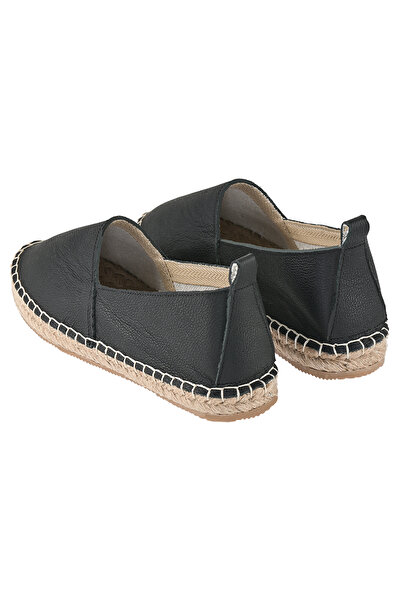 NOOSY Men's Black Patterned Genuine Leather Espadrille