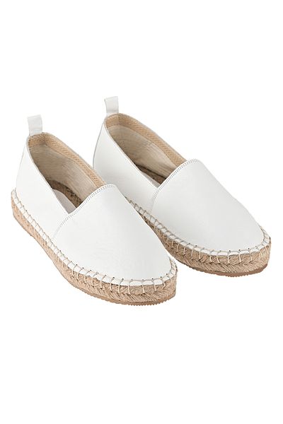 NOOSY Genuine Leather Men's White Handmade Espadrille