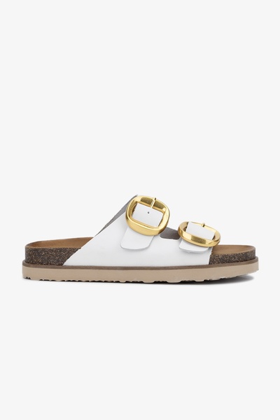 Valmenti Asix White Genuine Leather Women's Slippers