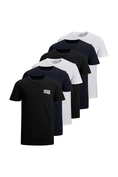 Jack & Jones JACK&JONES 6er-Pack Herren-Hosen – JJECORP LOGO TEE, O-Ausschnit...