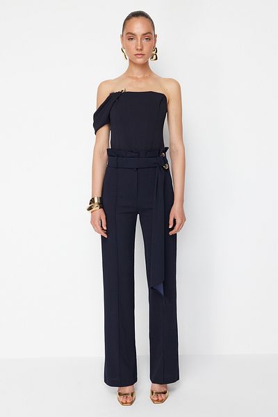 Trendyol Collection X Zeynep Tosun sötétkék kötött kiegészítő részletes nadrág TCLSS24PL00000