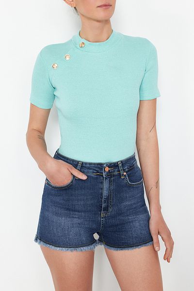 Edit by Trendyol Mint Fitted Knitted Blouse TEDSS24BZ00010