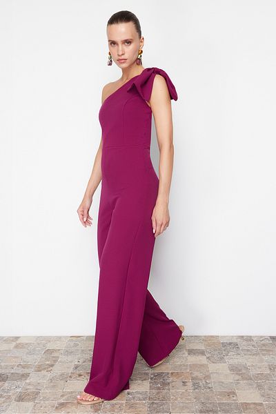 Trendyol Collection Single Sleeve Purple Bow Woven Jumpsuit - TPRSS24TU00010