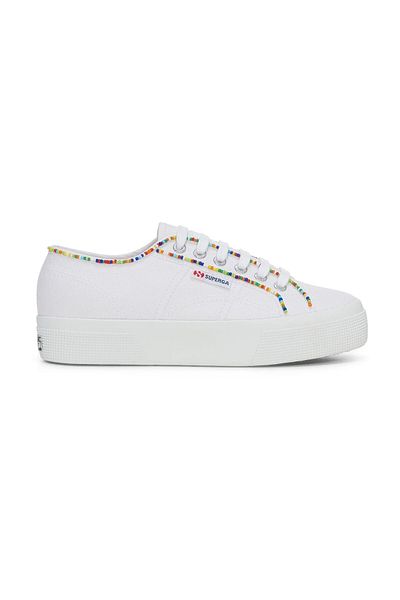 Superga Μοντέλο 2740 - Γυναικεία πάνινα παπούτσια με πολύχρωμες χάντρες με μοτίβο λευκά