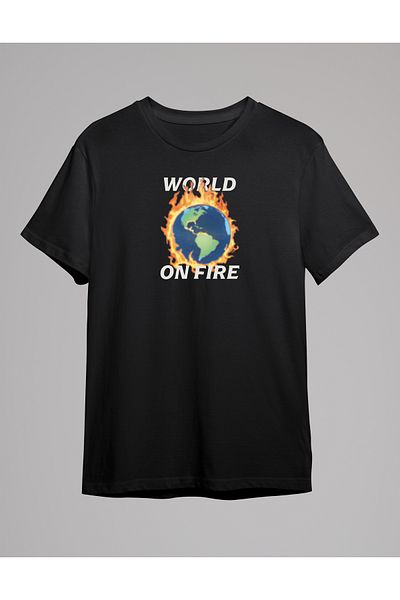 Trendyol Collection Planet Printed Black T-shirt - Regular Fit TMNSS24TS00242