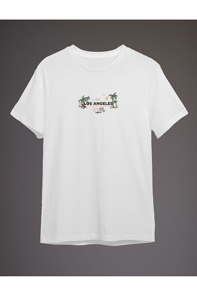 Trendyol Collection Los Angeles Printed White T-shirt Regular Cut - TMNSS24TS00247