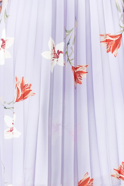 Trendyol Collection Lila virágmintás hajtogatott szatén szövet Maxi hosszúságú szőtt szoknya TWOSS24ET00141