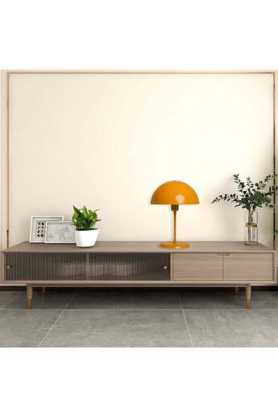 Bamyum Lipeo Kleine Tischlampe 30cm, Pilzlampe Metall, Gelbe Lampe