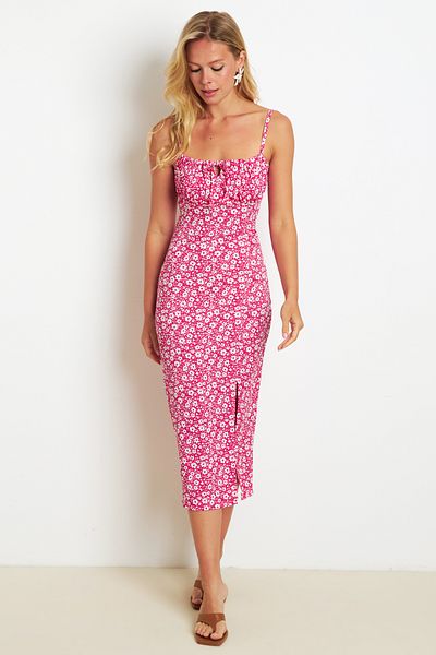 Cool & Sexy Rochie Midi Roșie pentru Damă - Bretele Subțiri, MON125
