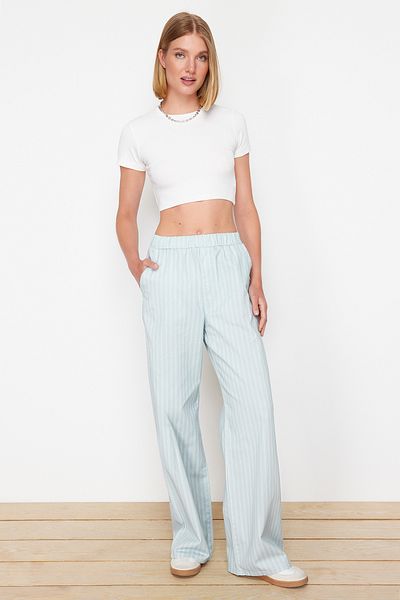Trendyol Collection Jeans mit weitem Bein und blauen Streifen und hoher Taille - Elastisch, TWOSS24JE00272