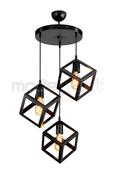 Modelight KÜP 3LÜ AVİZE SİYAH