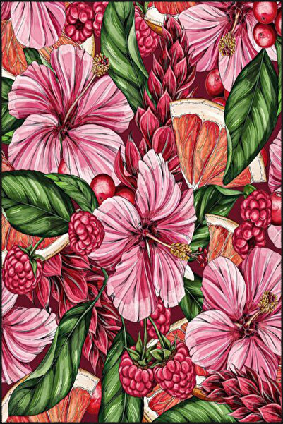 Rugs Modern Halı Decorative Pink Rose Patterned Washable Carpet Miravip8214