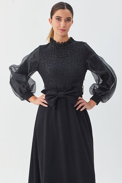 Kayra Rochie cu maneci cu detalii din tul