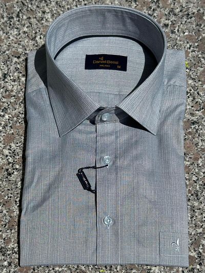 Daniel Bessi Men's Shirt - Striped, Regular Fit, Short Sleeve and Pocket