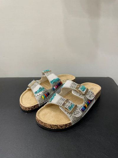 Guja Double Buckle Stoned Women's Cork Slippers