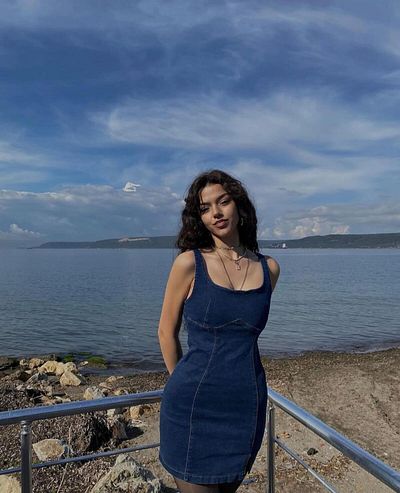 MEECY Rochie de blugi pentru femei cu bretele albastre